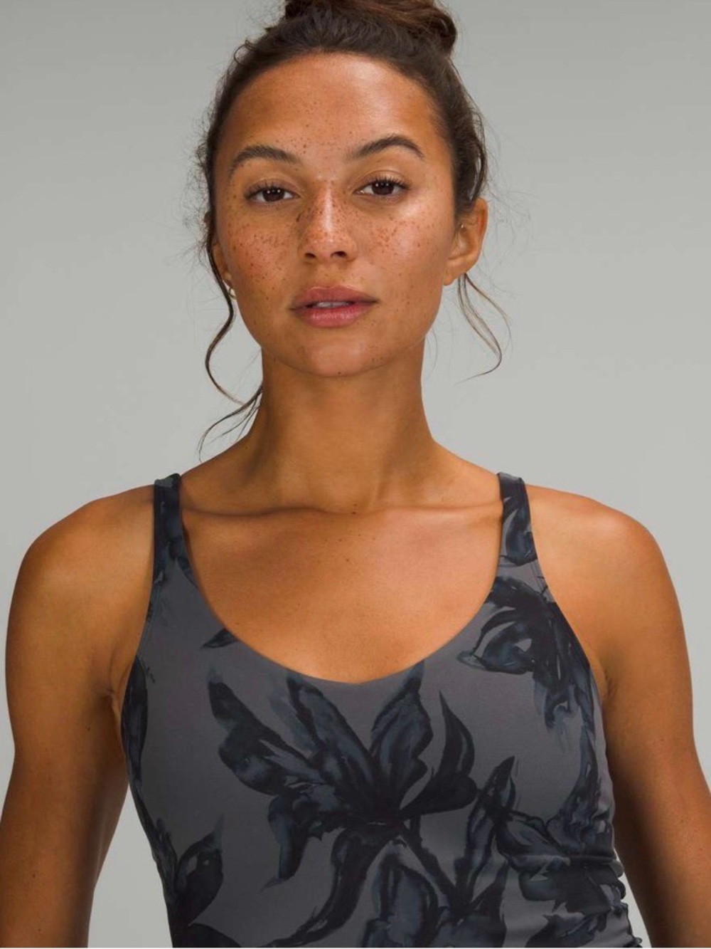 lululemon athletica Align Gray Floral Scoop Neck Crop Top